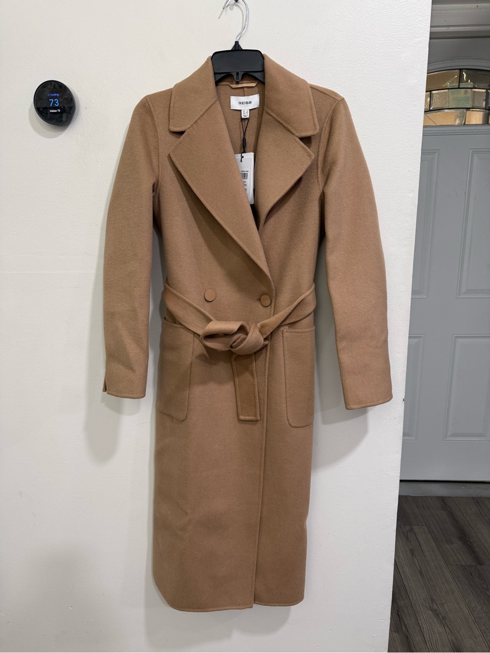 NWT Reiss Lucia Coat Sz 4 in CAMEL - Picture 1 of 9